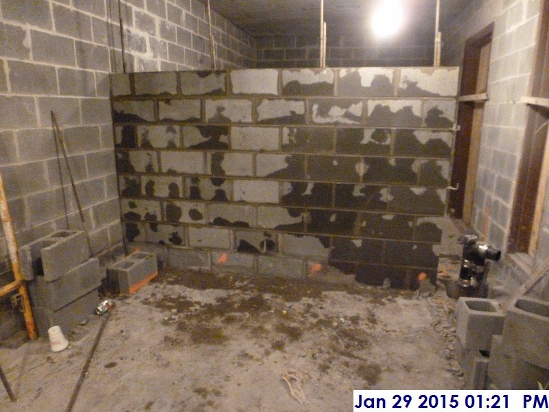 Block work at the detention cells divider wall Facing East